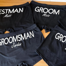 Name and Title Briefs - Mens Briday Party Gifts - Mens Wedding T-Shirts