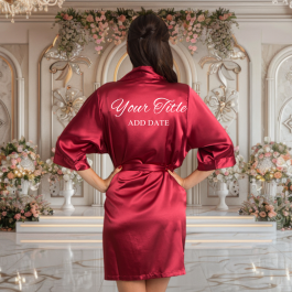 Dark Maroon Satin Robe with Prints Bridal Party Gifts
