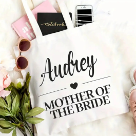 Mother of the Bride Tote Bag with Name - Bridal Party Gift Tote Bags.