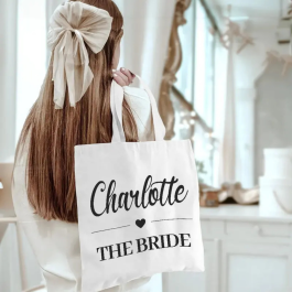 The Bride Tote Bag with Name - Bridal Party Gift Tote Bags.