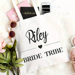 Bride Tribe with Name Tote Bag - Bridal Party Gift Tote Bags.