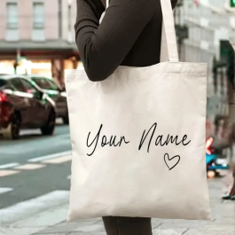 Heart & Name Tote Bag