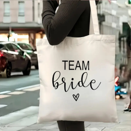 Heart Team Bride Tote Bag - Bridal Party Gift Tote Bags.