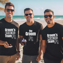 Groom or Grooms Drinking Team T-Shirt - Mens Wedding T-Shirts