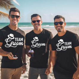 Top Hat Groom or Team Groom T-Shirt - Mens Wedding T-Shirts