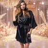 Plain Black Satin Robe - Bridal Party Robes and Gifts