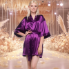 Plain Dark Purple Satin Robe - Bridal Party Robes and Gifts