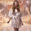 Plain Champagne Pink Satin Robe - Bridal Party Robes and Gifts
