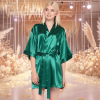 Plain Emerald Green Satin Robe - Bridal Party Robes and Gifts