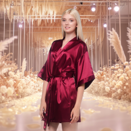 Plain Red Maroon Satin Robe - Bridal Party Robes and Gifts