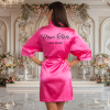 Hot Pink Satin Robe with Prints Bridal Party Gifts