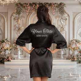Black Satin Robe with Prints Bridal Party Gifts