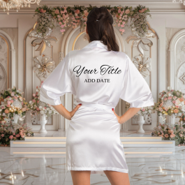 White Satin Robe with Prints Bridal Party Gifts
