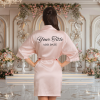 Champagne Pink Satin Robe with Prints Bridal Party Gifts
