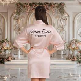 Champagne Pink Satin Robe with Prints Bridal Party Gifts