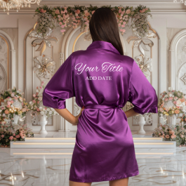 Dark Purple Satin Robe with Prints Bridal Party Gifts