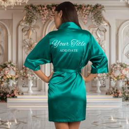 Emerald Green Satin Robe with Prints Bridal Party Gifts