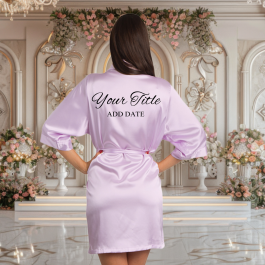 Light Purple Satin Robe with Prints Bridal Party Gifts
