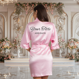 Baby Pink Satin Robe with Prints Bridal Party Gifts