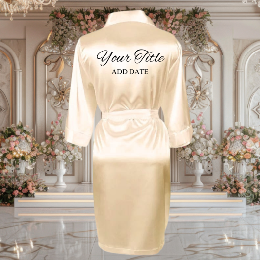 Champagne Satin Robe with Prints Bridal Party Gifts