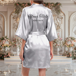 Silver Satin Robe with Prints Bridal Party Gifts