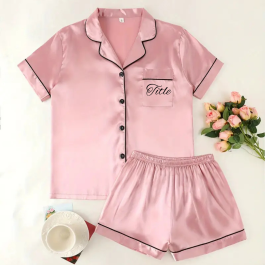 Blush Pink Pj Set with Prints - Bridal Party Gifts