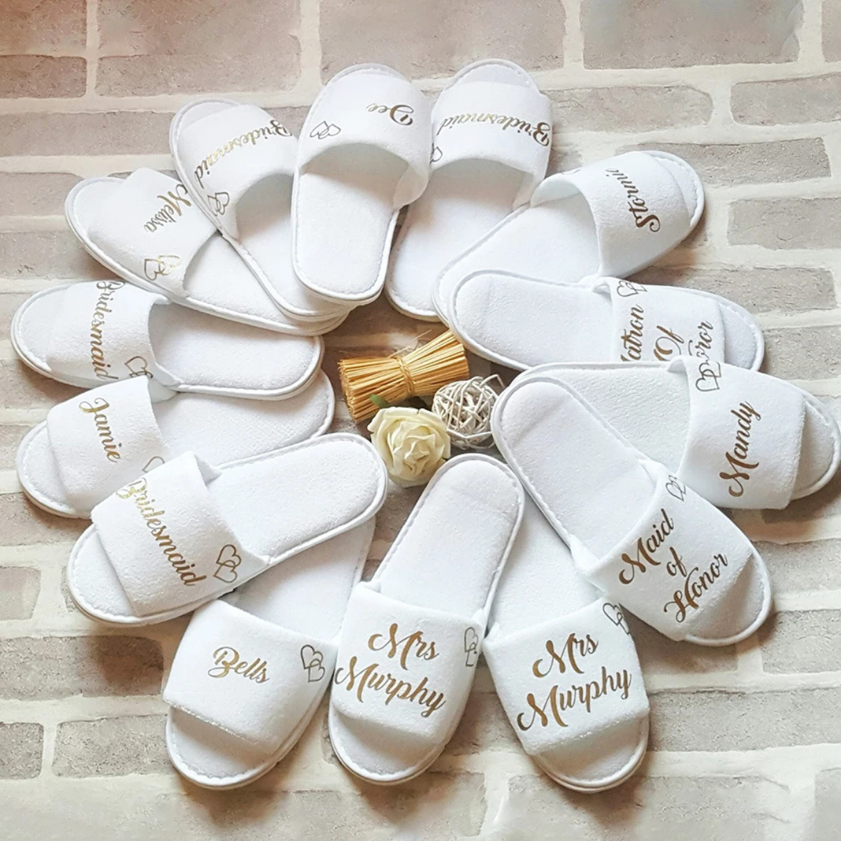 Heart Bridal Party Slippers Heart Bridal Party Slippers