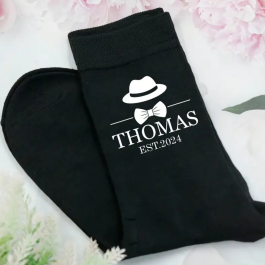 Name and Date Wedding Socks