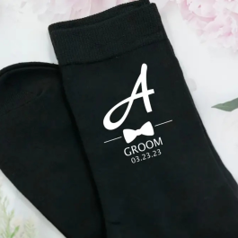 Initial, Title and Date Wedding Socks