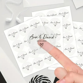 Name and Date Love Wedding Stickers - Perfect Wedding Favour Gifts for Guests.