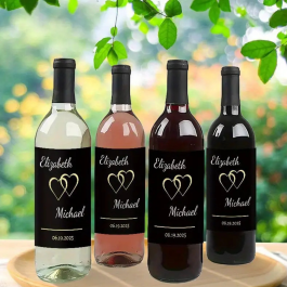 Black and Gold Wedding Wine Labels