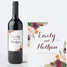 Names and Date Wedding Wine Label